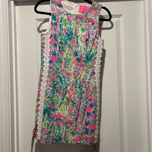 Lilly Pulitzer Mila Shift Dress Snap Back Gators Crocs sz 0 Lace On Sides